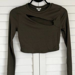 Garage Cut-out Long Sleeve Crop Shirt